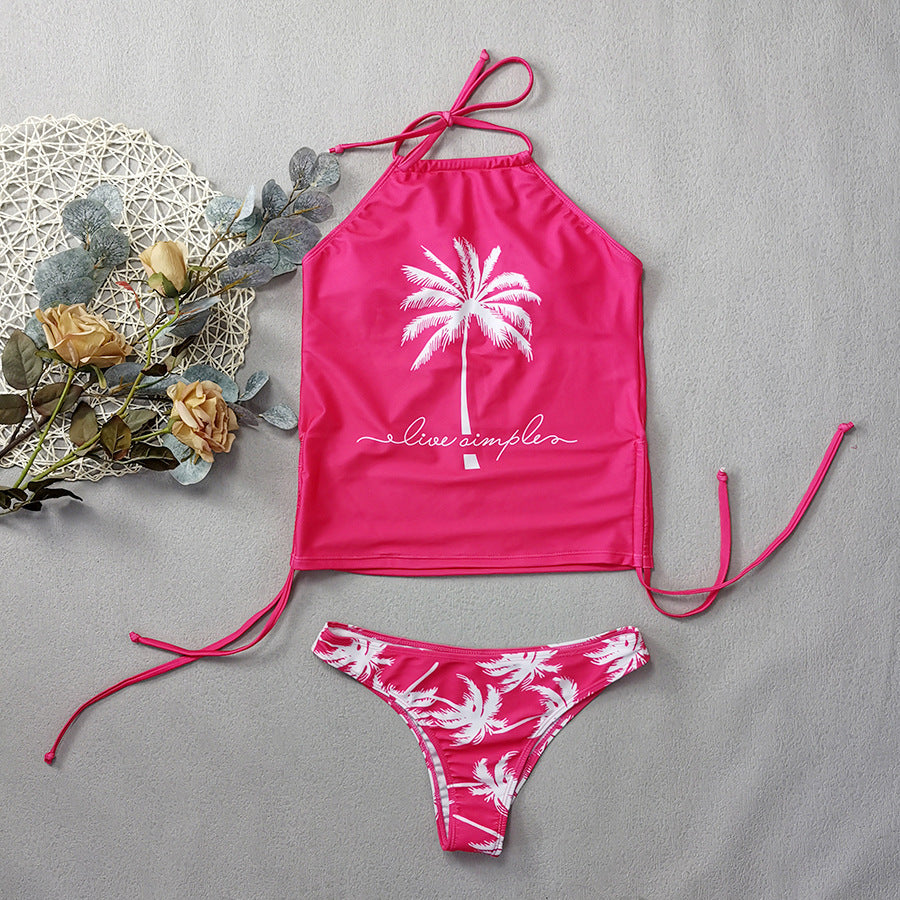 Wholesale Coconut Tree Print Tie-Strap Bikini